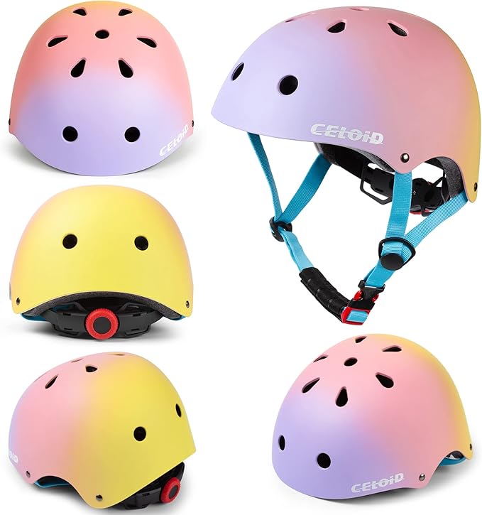 Kids Bike Helmet,Toddler Skateboard Helmets for Ages 2-3-5-8-14 Years Boys Girls,Adjustable Multi-Sport Bicycle Skateboarding Football Roller Skating Scooter Rollerblade Balance Bike Helmet